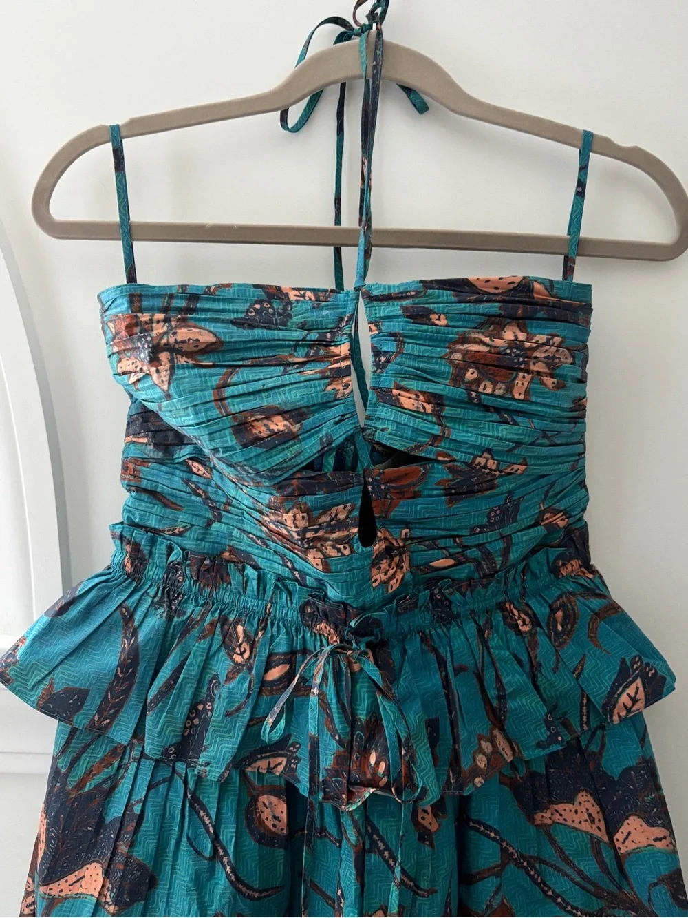 Ulla Johnson Isidro Romper Playsuit 6 Lagoon Teal Floral Print Resort Luxury